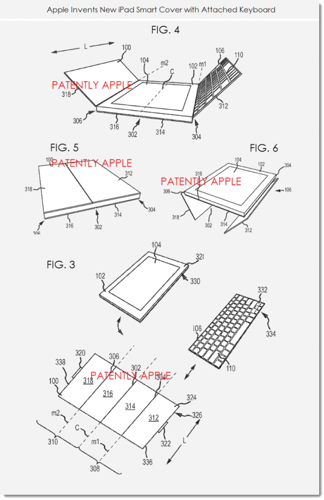Патент Apple на чехол с клавиатурой для iPad Патент Apple на чехол с клавиатурой